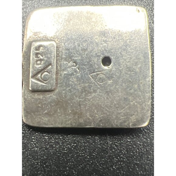 Vintage Sterling Silver Garnet Earrings Stud Square Dangle Geometric 1" Long - Picture 6 of 13